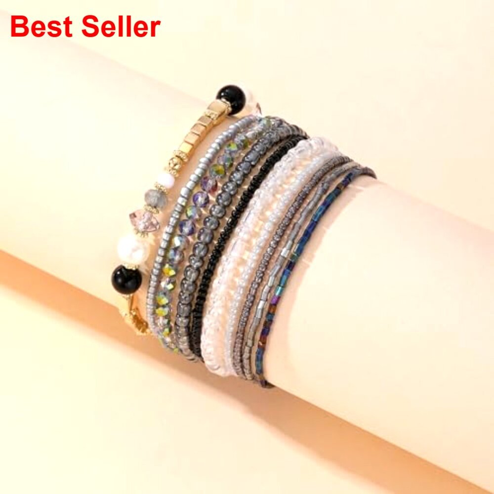 Bead Bracelet Pack Stretch Boho Stackable Jewelry… - image 2